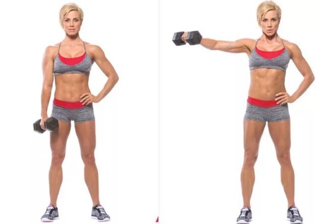 Raises of dumbbells